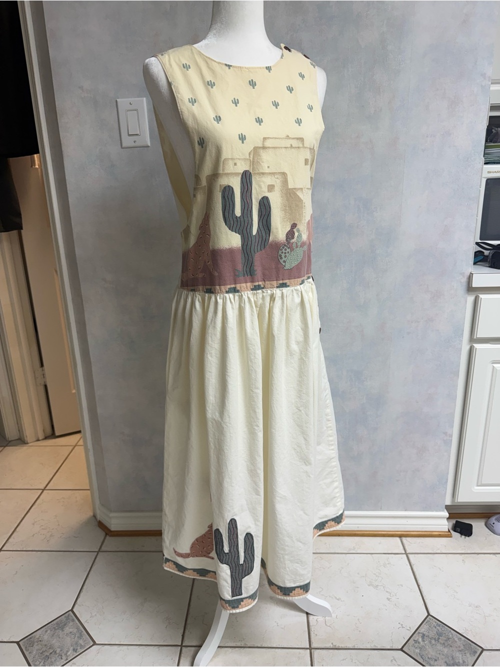 VTG Southwest-Style Pinafore/Jumper MIDI Dress, Retro 1990’s. Sleeveless. - Picture 2 of 16